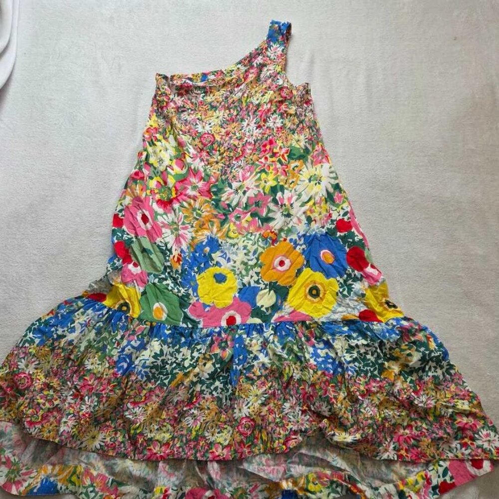 S Sarah Campbell for Anthropologie one shoulder floral midi dress 2 - Picture 1 of 10